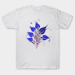 Blue Tulips In Artistic Ottoman Turkish Style T-Shirt